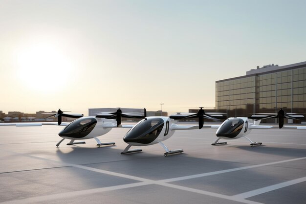 tres-aeronaves-evtol-estacionadas-e-em-pleno-voo-em-frente-ao-edificio-do-terminal_629685-5473.jpg
